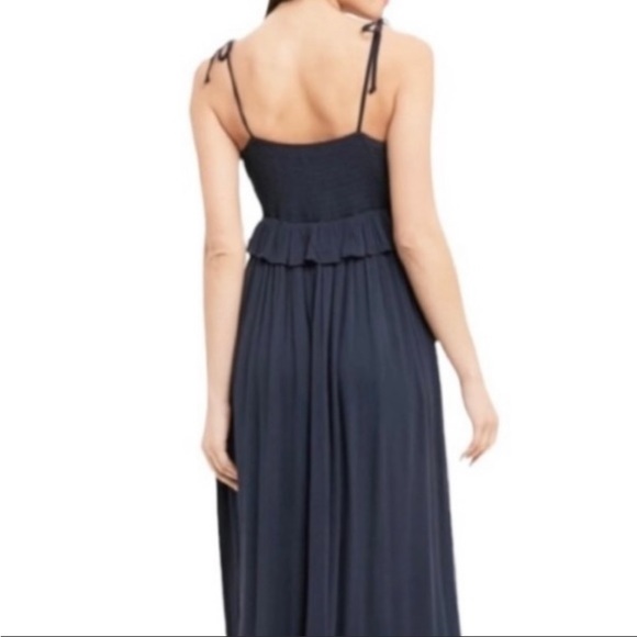 WISHLIST ruffles smocked maxi dress M blue - Picture 4 of 6